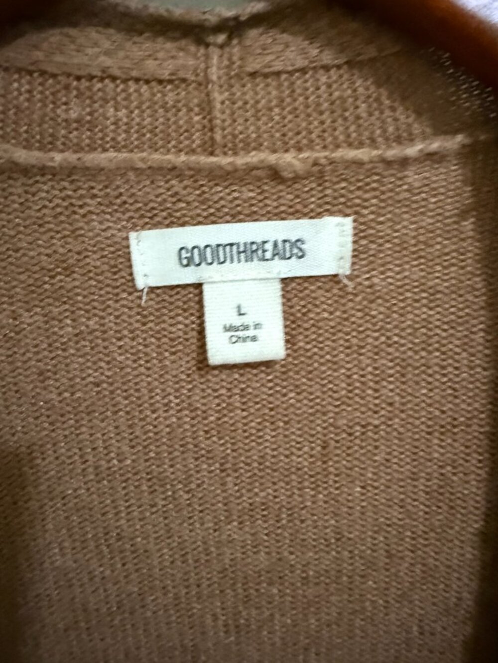 Goodthreads Women’s Longline Open Front Cardigan Camel Brown Size Large - Picture 3 of 4